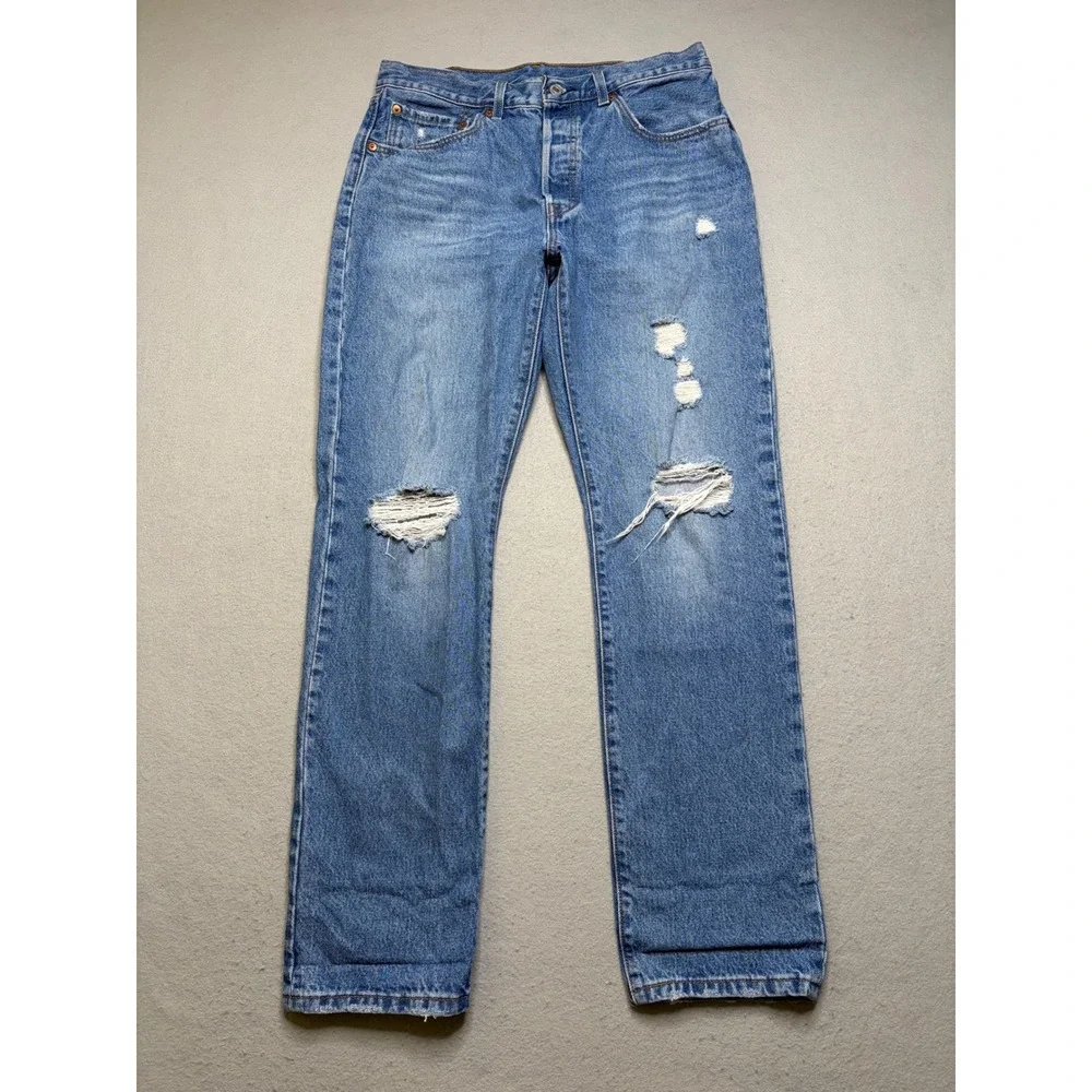 Levi's 501‎ Jeans Mens 30x32 Blue Original Fit Distressed Straight Leg Denim